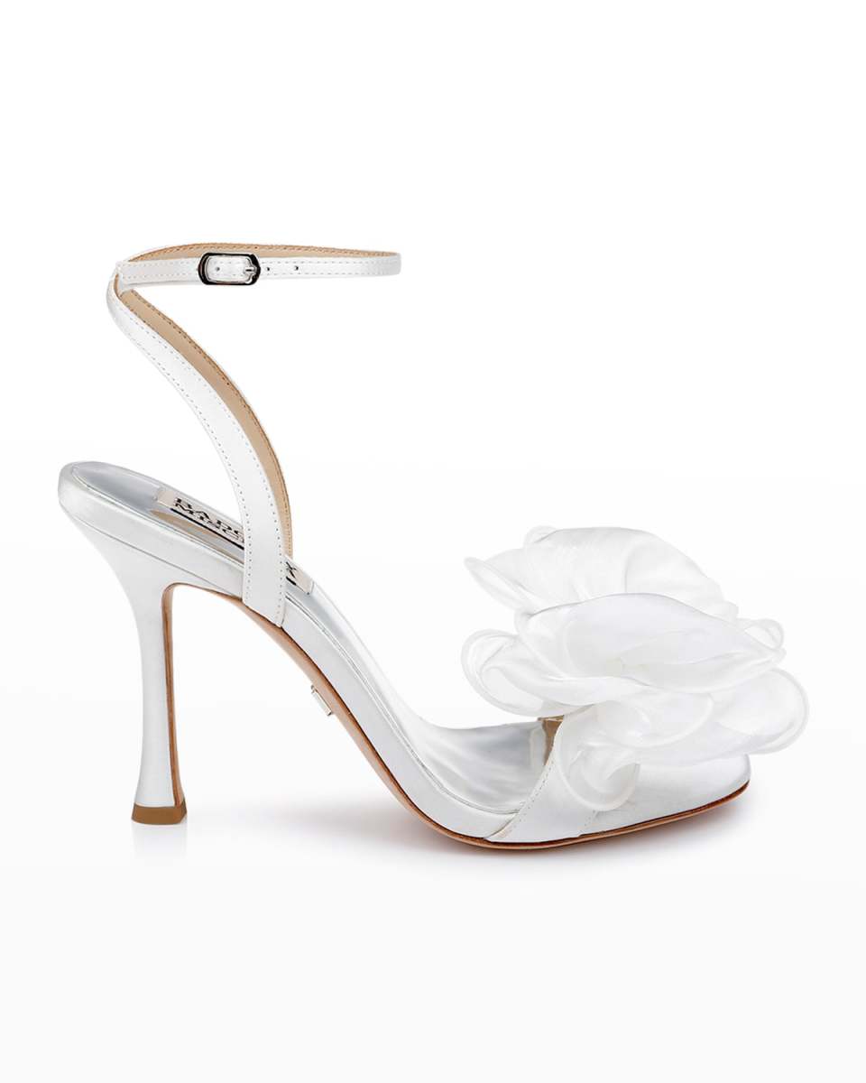 Nessie Satin Bow Ankle-Strap Sandals